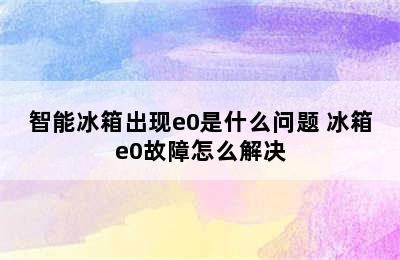 智能冰箱出现e0是什么问题 冰箱e0故障怎么解决